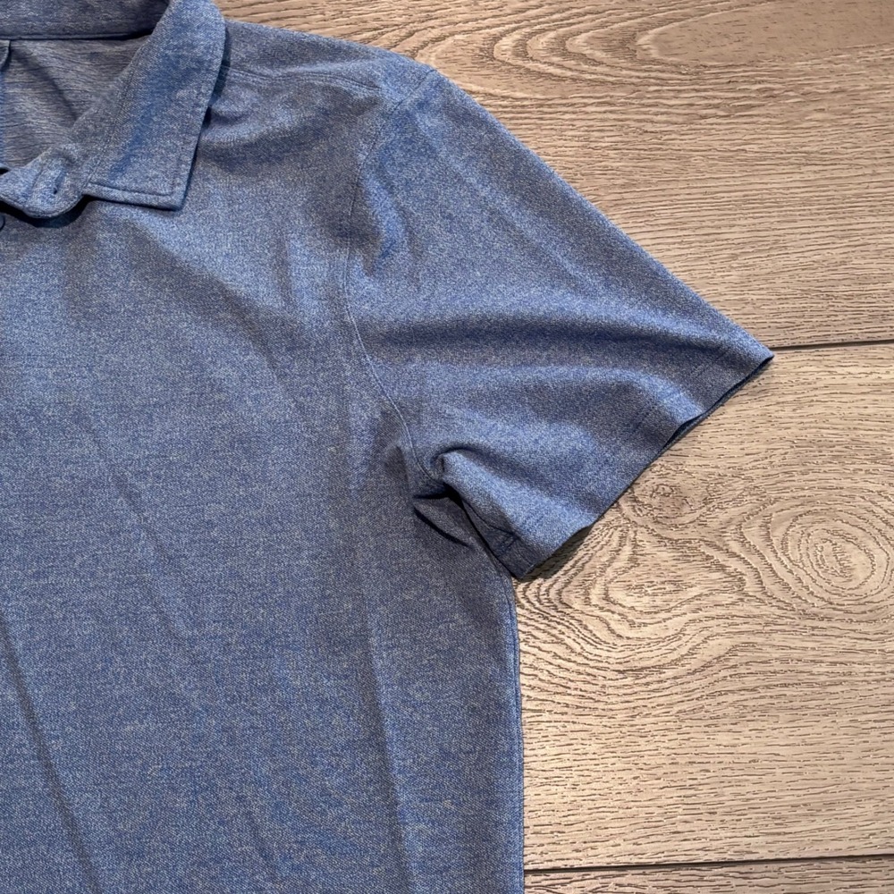 Lululemon Evolution Polo Mens Large Blue Heathered Golf Athletic Preppy Casual - Picture 3 of 7